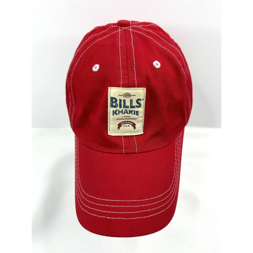 Bills Khakis Adjustable Strapback Hat Baseball Dad Cap Adult Red USA Made